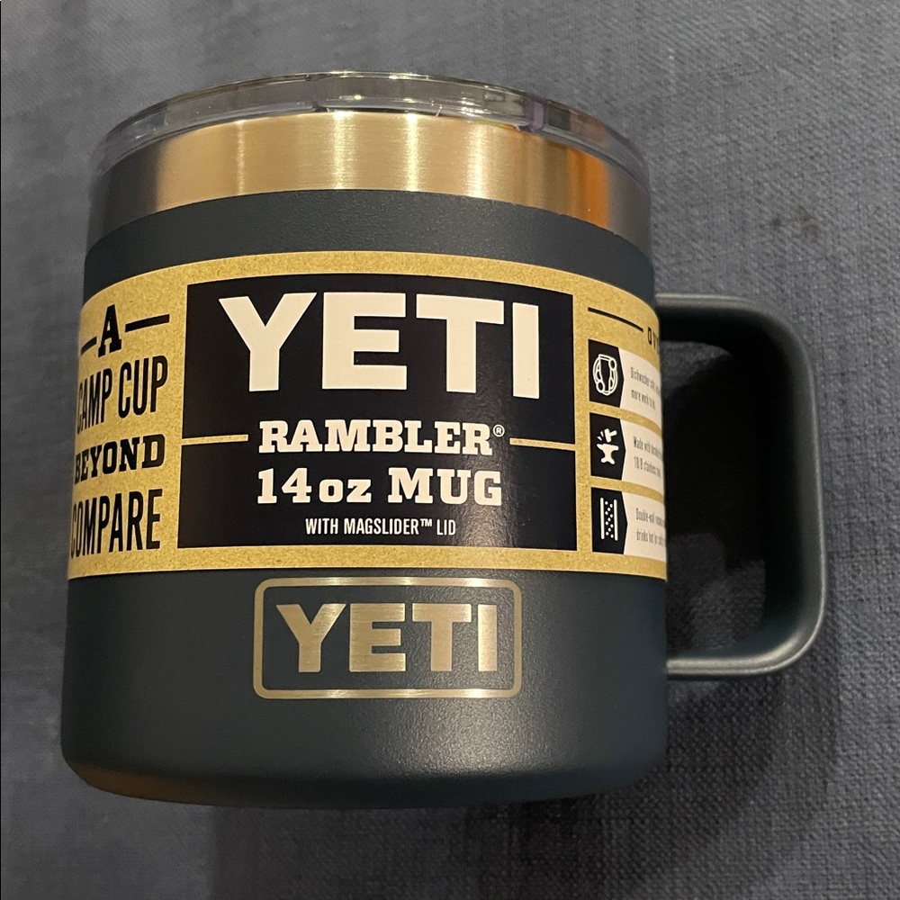 YETI Rambler 14 oz Mug Blue w/ Magslider Lid Triplegrip Handle Cup NWT